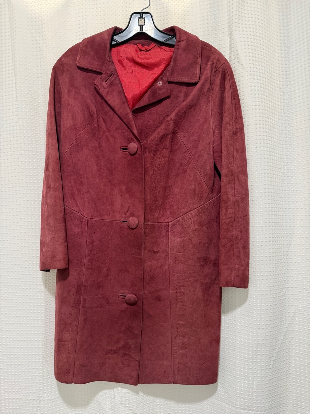 Vintage Burgundy Soft Suede Coat, Size S